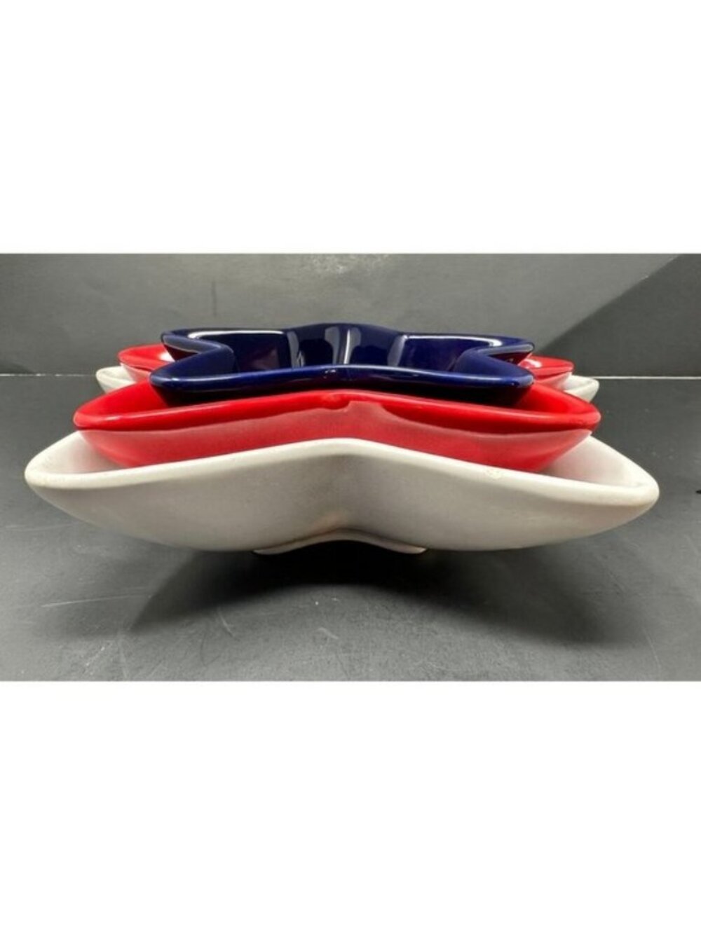 3 PIER 1 STAR SHAPED NESTING SERVING BOWLS Red White Blue Patriotic July 4th HTF - Picture 10 of 15